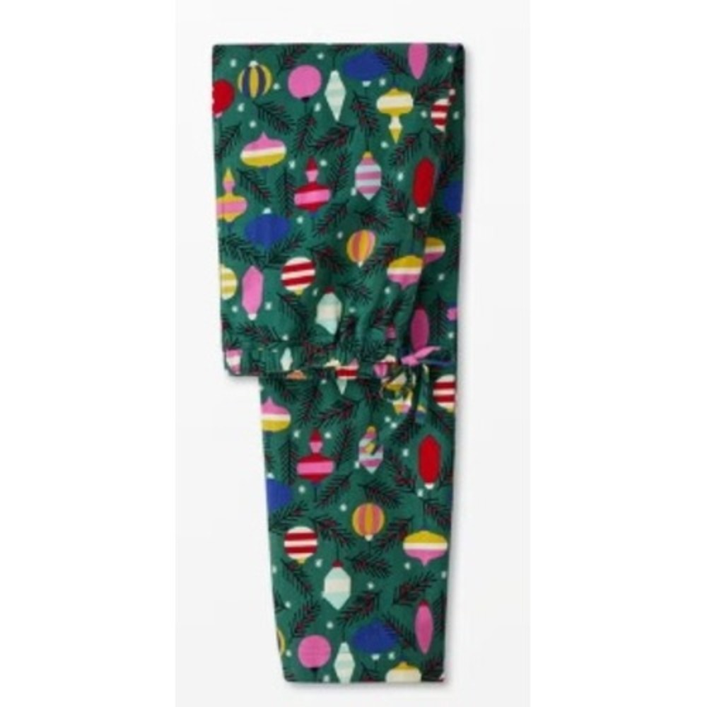 Hanna Andersson Womens Pajama Pants Size L Christmas Ornaments Flannel Cotton